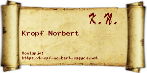 Kropf Norbert névjegykártya